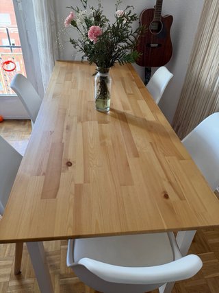 Mesa Comedor Ikea Madera y Patas Blancas
