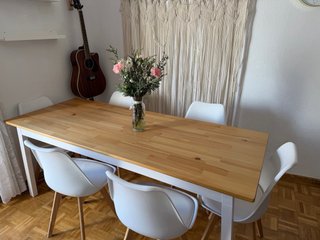 Mesa Comedor Ikea Madera y Patas Blancas