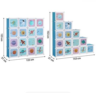 Estantería modular 16 cubos con puertas
