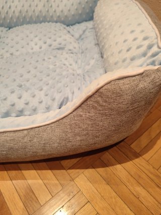 Cama para perro azul y gris NUEVA