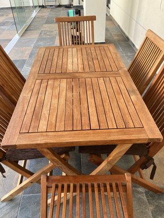 Conjunto Teca: Mesa y 6 Sillas Terraza
