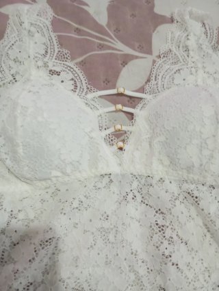 Conjunto lencería Kimery encaje blanco talla única