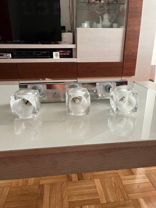 Lámpara de techo cristal y acero