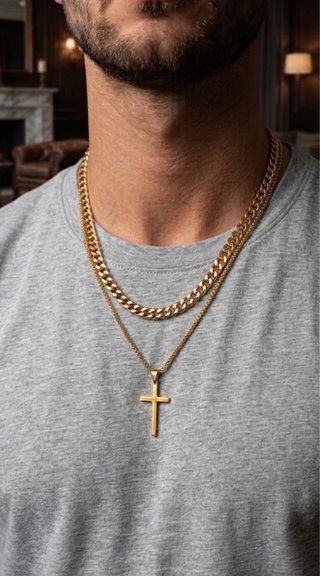Collar Dorado con Colgante Cruz