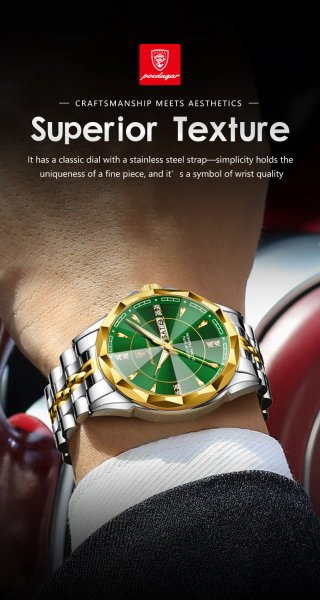 Reloj Poedagar Hombre Oro y Verde
