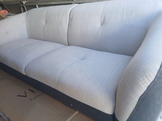 Sofá de 3 plazas tela beige y gris