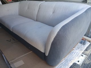 Sofá de 3 plazas tela beige y gris