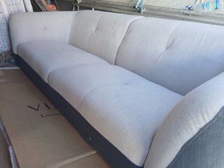 Sofá de 3 plazas tela beige y gris