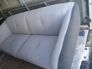 Sofá de 3 plazas tela beige y gris