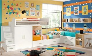DORMITORIO JUVENIL CON 3 CAMAS
