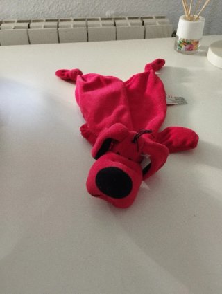 Peluche perro rosa para bebés