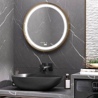 Espejo de Baño con Luz LED Táctil Dorado