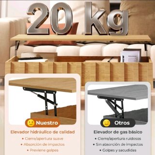 Mesa de centro elevable con almacenamiento