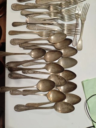 Lote cubiertos antiguos plateados