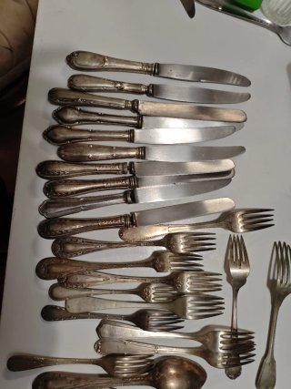 Lote cubiertos antiguos plateados
