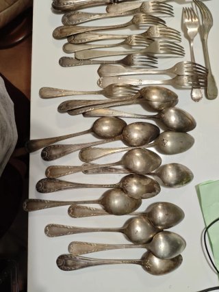 Lote cubiertos antiguos plateados