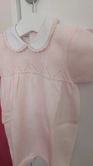 Conjunto 2 peleles punto rosa bebé T.3m