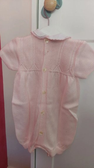 Conjunto 2 peleles punto rosa bebé T.3m