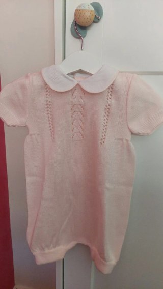 Conjunto 2 peleles punto rosa bebé T.3m