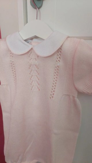 Conjunto 2 peleles punto rosa bebé T.3m