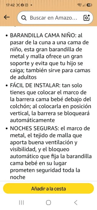 Barrera de Cama Safety 1st 150cm nueva .