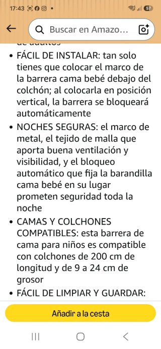 Barrera de Cama Safety 1st 150cm nueva .