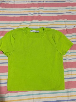 Blusa Zara Verde Neón Talla M