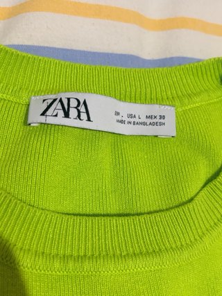 Blusa Zara Verde Neón Talla M