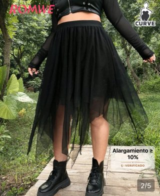 Falda gasa negra Romwe