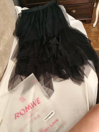 Falda gasa negra Romwe