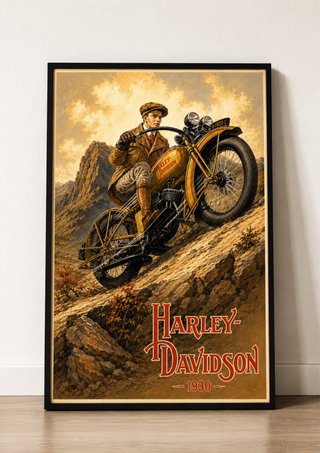 Póster Harley Davidson 1930. Formato A3.