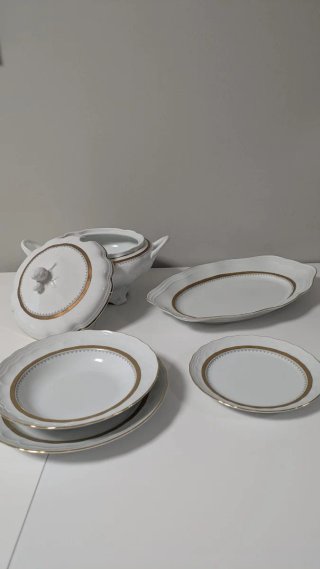Vajilla Bidasoa Vintage Blanca/Dorada (52 piezas)