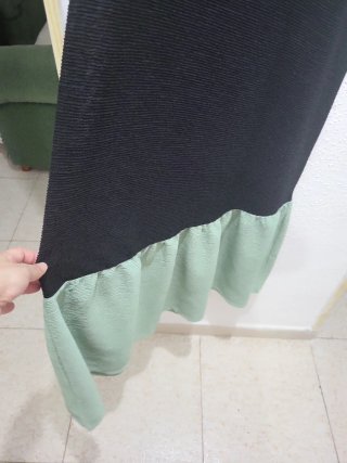 Vestido largo negro y verde