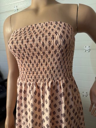 Vestido largo sin tirantes estampado