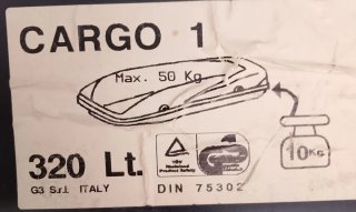 COFRE DE TECHO PARA COCHE G3 (320L.)