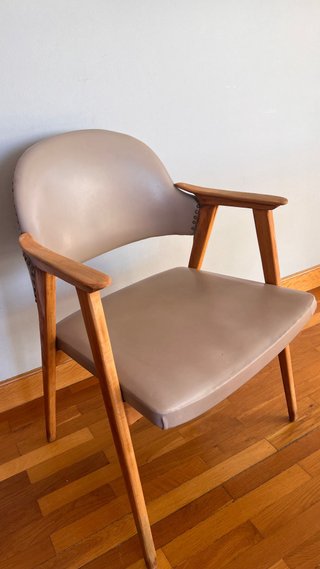 Silla Guilleumas Diseño Años 60 Piel Madera