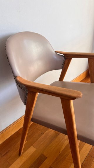 Silla Guilleumas Diseño Años 60 Piel Madera