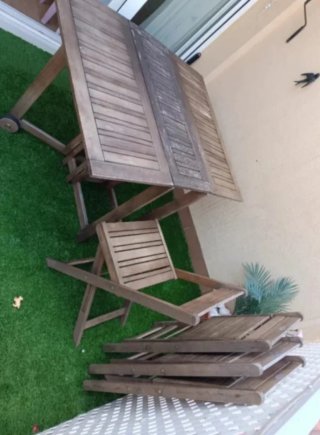Conjunto Mesa y Sillas Jardín Madera