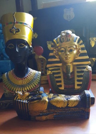 Escultura Antigua Egipto Nefertiti Tutankamón
