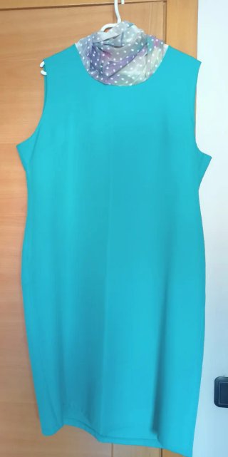 Vestido mujer turquesa y multicolor,nuevo etiqueta