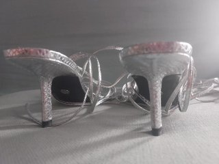 Sandalias plateadas Zara efecto piel serpiente
