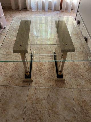 Mesa de centro cristal y mármol