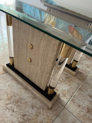 Mesa de centro cristal y mármol