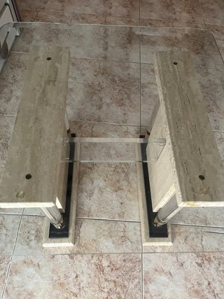 Mesa de centro cristal y mármol