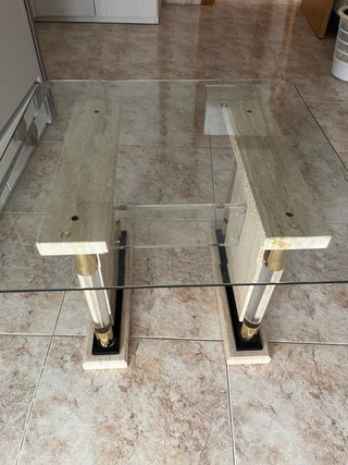 Mesa de centro cristal y mármol