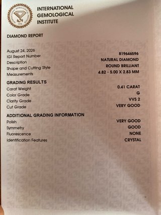 Diamante IGI 0.41VVS2 Ct G WS2