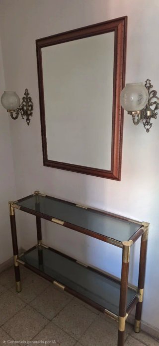 Conjunto entradita retro madera y cristal