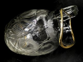 Maravillosa jarra labrada antigua cristal Bohemia