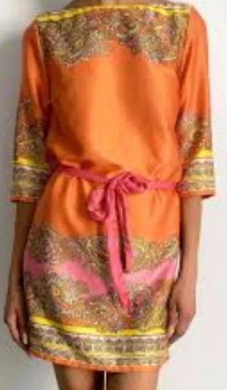 Vestido H&M estampado naranja y rosa T.XS