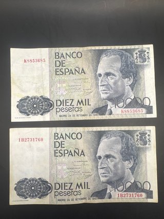 2 Billetes 10000 Pesetas Banco de España 1985